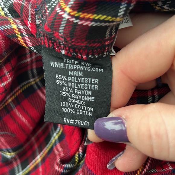 Tripp NYC Daang Goodman Red & Black Plaid Zip-Off Zippered Bondage Strap Pants - Picture 5 of 6